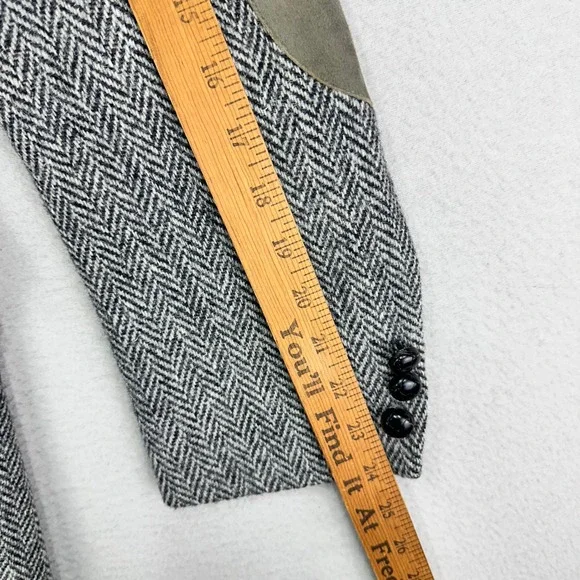 Vintage Stafford Harris Tweed Blazer Mens 40R Gray Black Scottish Wool 2 Button